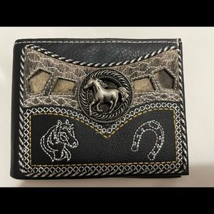 Wallet, black, gray, and white.